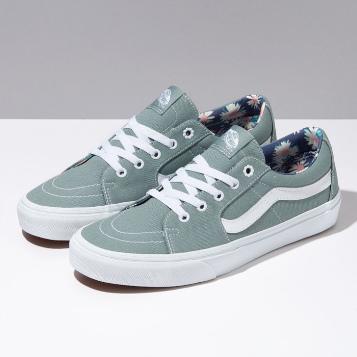 Les Vans Sentent Les Fleurs Sk8-bas Vert Milieu-vrai Blanc