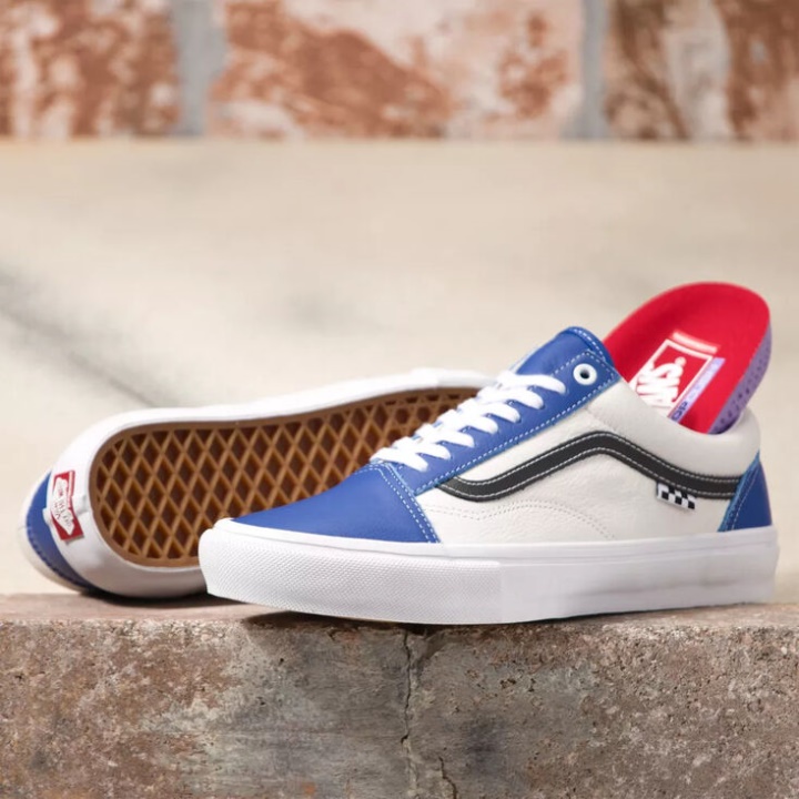 Vans Sport Cuir Skate Old Skool True Bleu-blanc