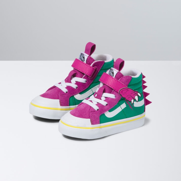 Vans Bambin Dino Sk8-hi Reissue 138 V Fuchsia Rouge-vert Poivre
