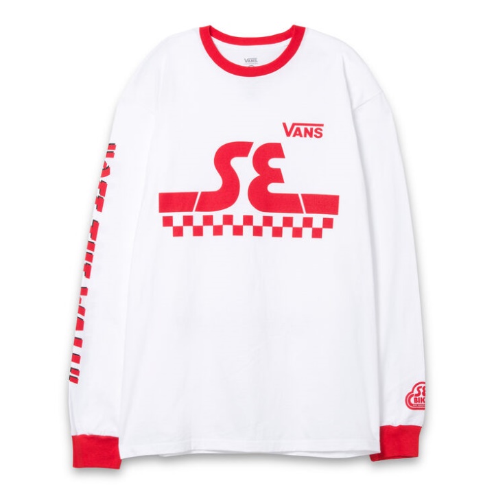 Vans X Se Bikes T-shirt Manches Longues Blanc-haut Risque Rouge