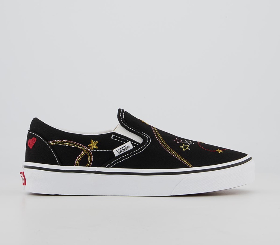 Vans Baskets Classiques à Enfiler étoile Dorée Noire