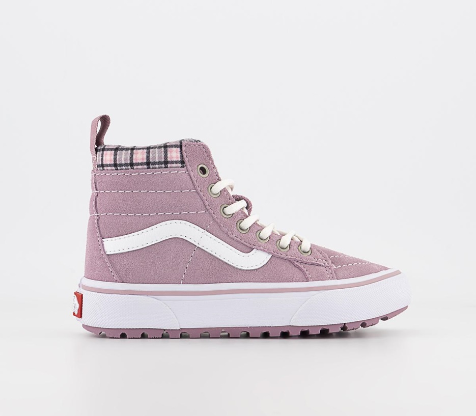 Vans Sk8 Hi Baskets Enfant Plaid Lilas