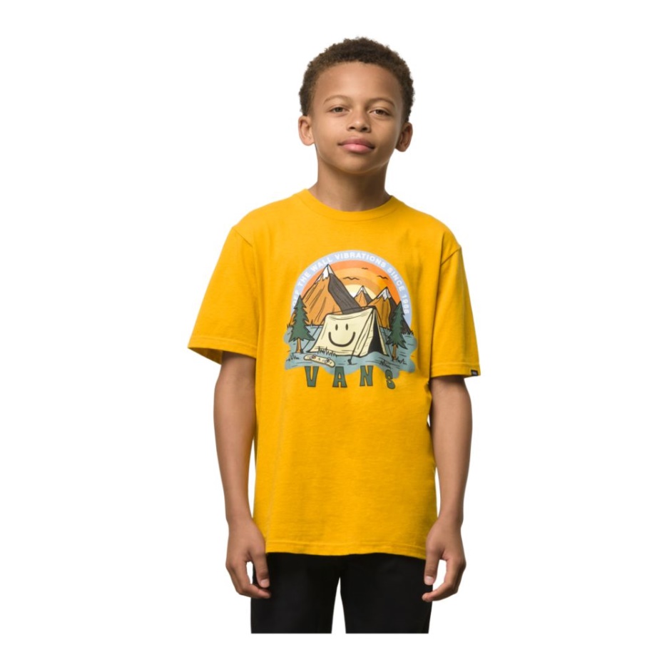Vans T-shirt Off The Wall Vibes Pour Garçon Jaune Doré