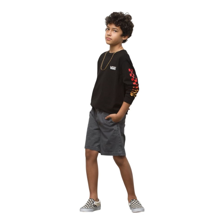 Vans Garçons Range Short Délavé Au Sel Poches élastiques à La Taille Pour Enfants Asphalte