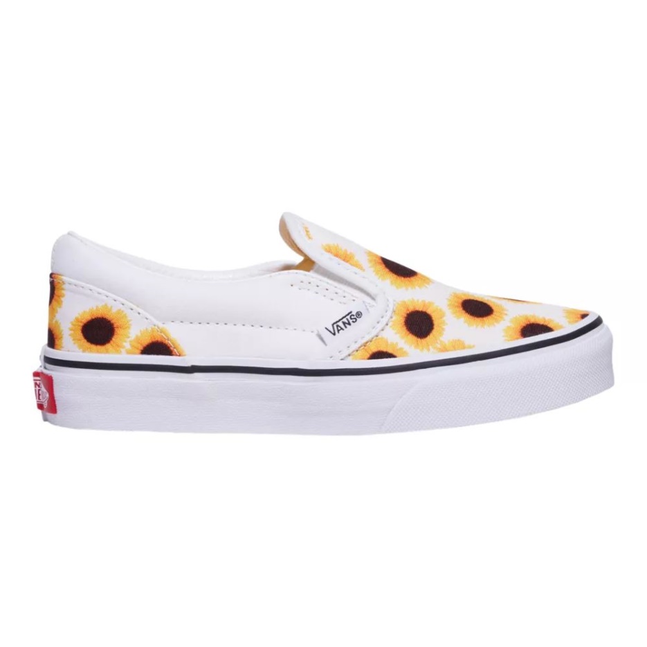 Vans Pre-Skool Classic Chaussures De Skate à Enfiler Pour Fille Jaune Tournesol-Vrai Blanc