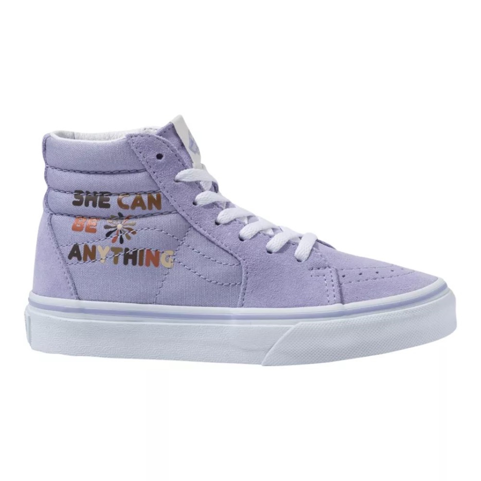 Vans Kids' Grade Skool Divine Sk8 Chaussures De Skate Baskets Filles Haut à Enfiler Languid Lavande-vrai Blanc
