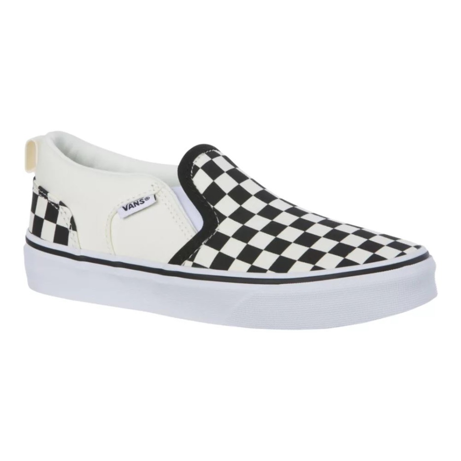 Vans Enfant Pre-skool/grade Skool Chaussures De Skate Asher Baskets Fille Décontracté Sans Lacets Damier Noir Naturel