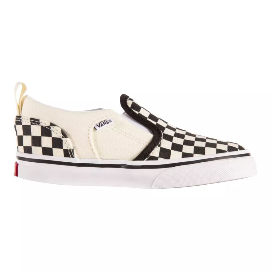 Vans Enfant Enfant Asher V Chaussures Slip On Walking Running Velcro Noir-naturel