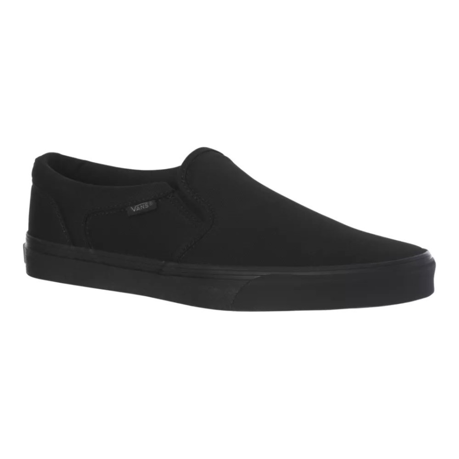 Vans Chaussures De Skate Asher Pour Hommes Baskets Décontractées à Enfiler En Toile Noir-noir