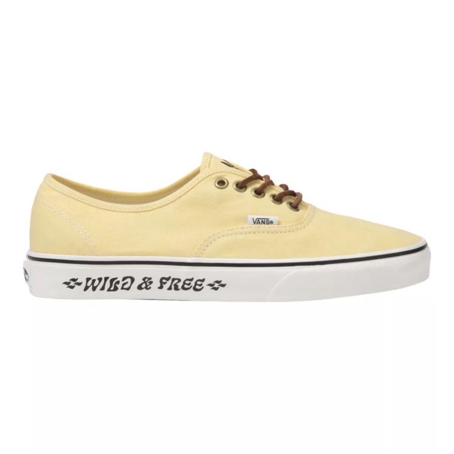 Vans Authentiques Chaussures De Skate Pour Hommes Baskets Basses Casual Jaune-blanc