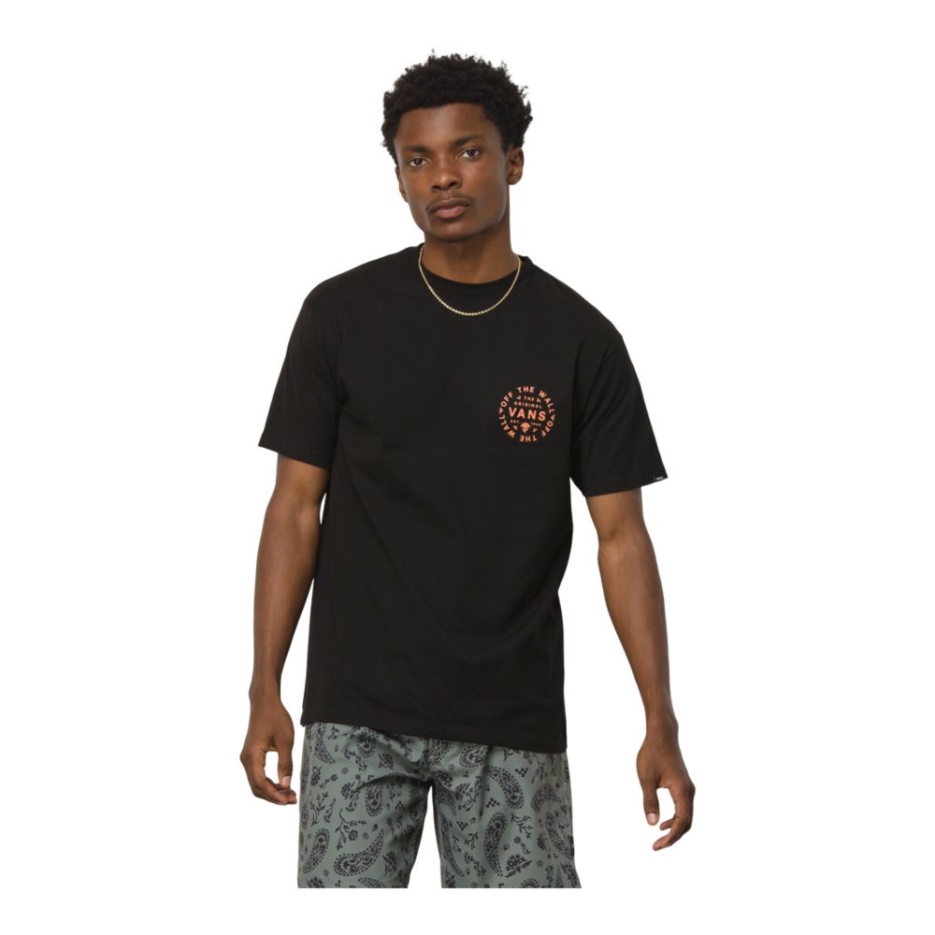 Vans Bandana Paisley T Shirt Homme Manches Courtes Col Rond Coton Poche Logo Noir
