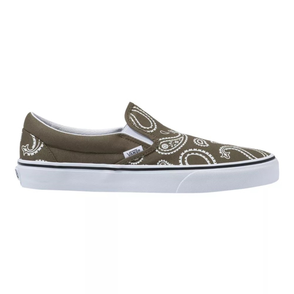 Vans Peace Paisley Classic Chaussures De Skate Pour Homme Baskets Basses Feuille De Raisin-Blanc