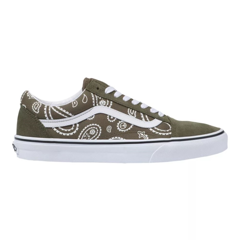 Vans Peace Paisley Old Skool Chaussures De Skate Pour Hommes Baskets Basses Feuille De Raisin-Blanc