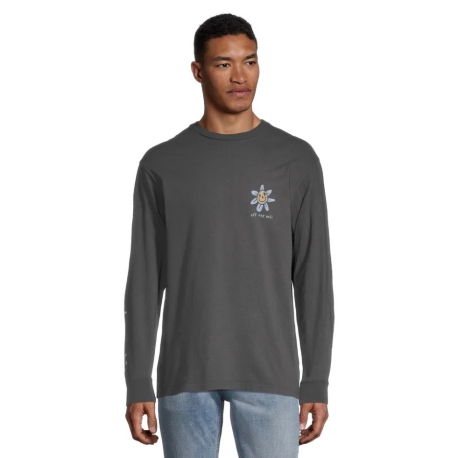 Vans Trippy Grin T-shirt à Fleurs Pour Homme à Manches Longues Et Col Ras Du Cou Noir