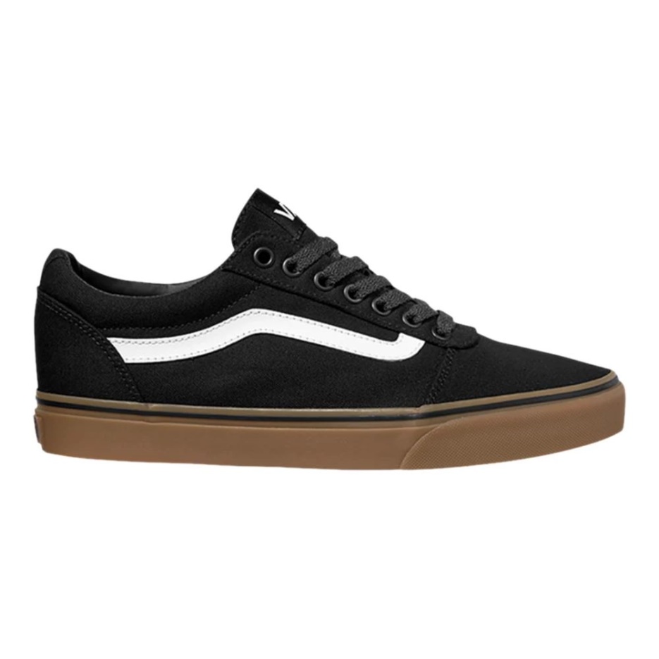 Vans Ward Chaussures De Skate Pour Hommes Baskets Basses Décontractées à Enfiler En Toile Légères Black-gum