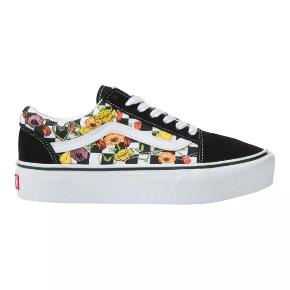 Vans Old Skool Chaussures De Skate à Plateforme Femme Coquelicot Noir-multi