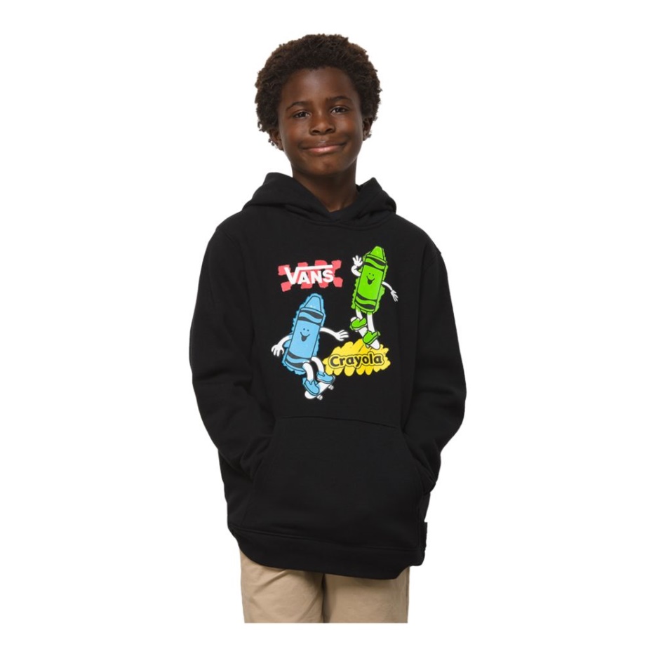 Vans X Crayola Sweat à Capuche Garçon Pull Enfant Poche Kangourou Noir