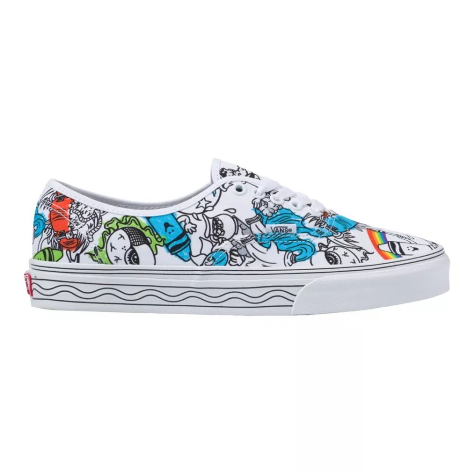 Vans X Crayola Authentiques Chaussures De Skate Pour Hommes Baskets Basses Décontractées Blanc-multi