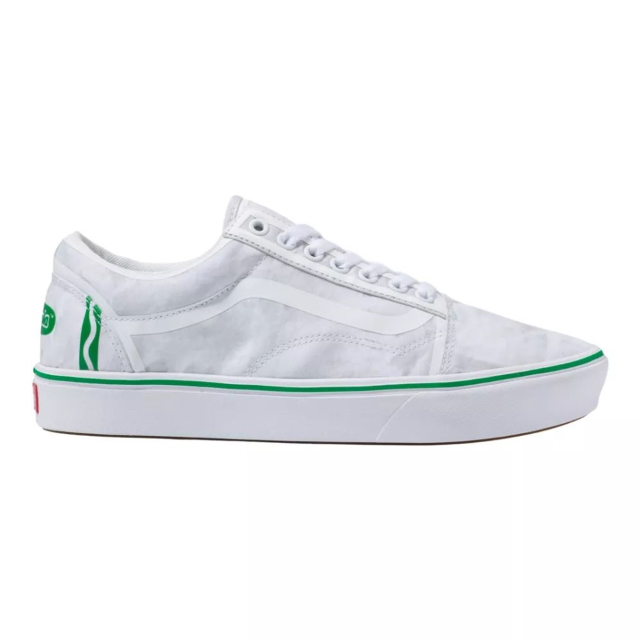 Vans X Crayola Homme Comfycush Old Skool Chaussures De Skate Baskets Casual Sans Lacet Blanc-vert