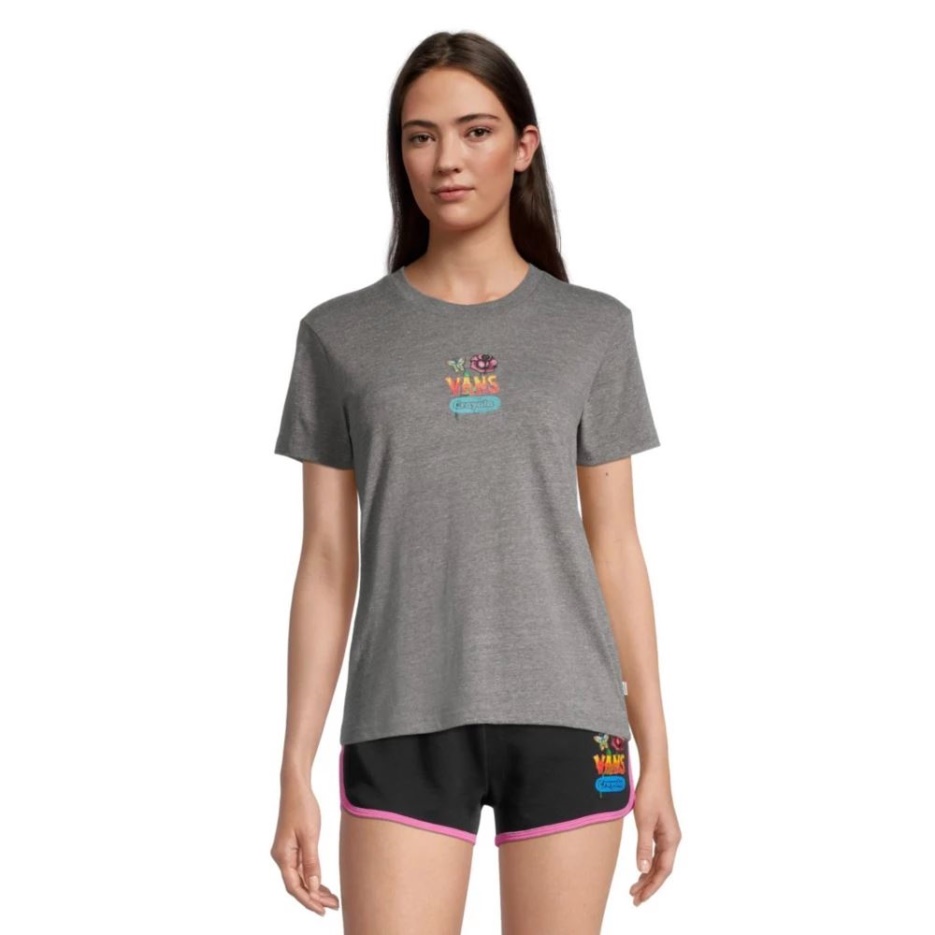 Vans X Crayola Crew Rose T Shirt Femme Gris Chiné