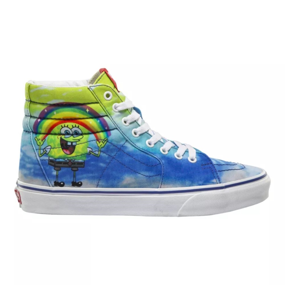 Chaussures De Skate Vans X Spongebob Sk8-hi Pour Hommes Bleu-blanc