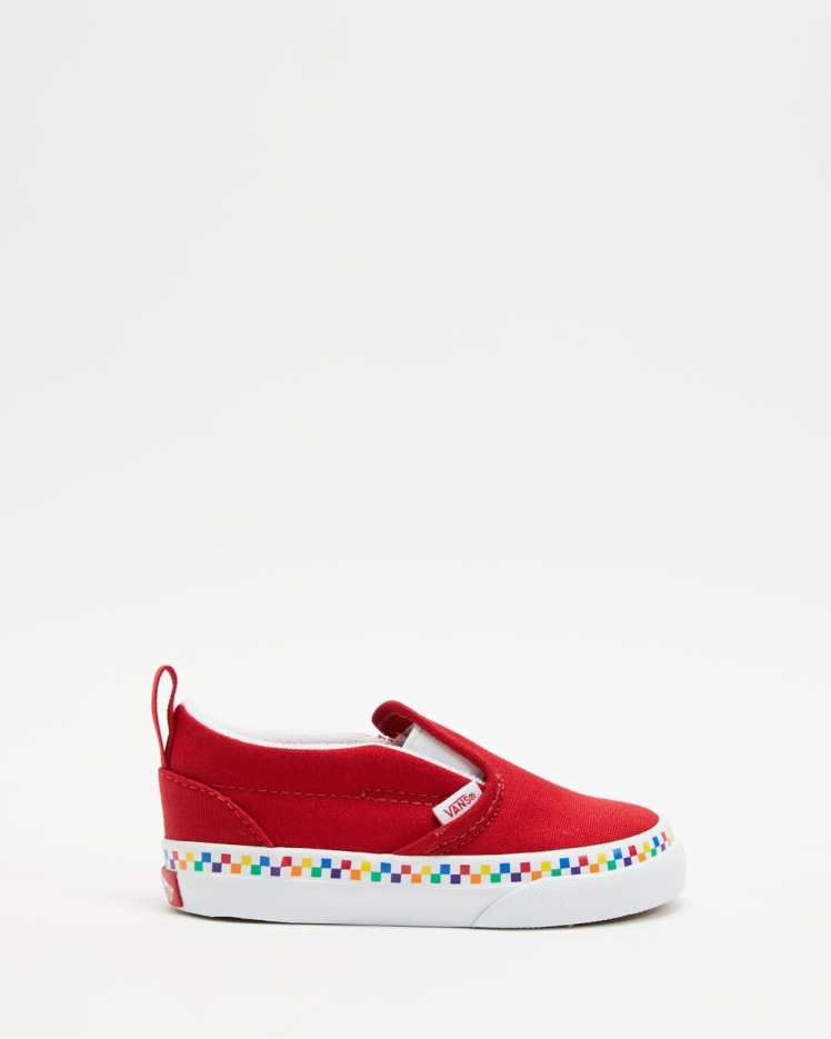 Vans Slip-ons Velcro Arc-en-ciel Checkerboard - Baby Red-true White