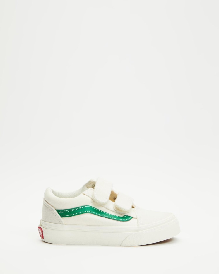 Vans Old Skool Baskets Mode Velcro - Enfant Blanc