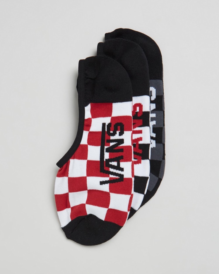 Vans Classic Super No Show Lot De 3 Paires De Chaussettes à Carreaux Rouges Et Blancs