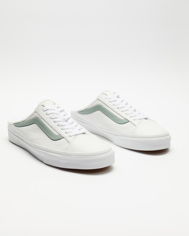 Vans Style 36 Mules En Cuir - Unisexe True White-green Milieu
