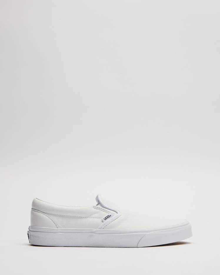 Vans Classic Slip-on Cuir - Unisexe Blanc Mono